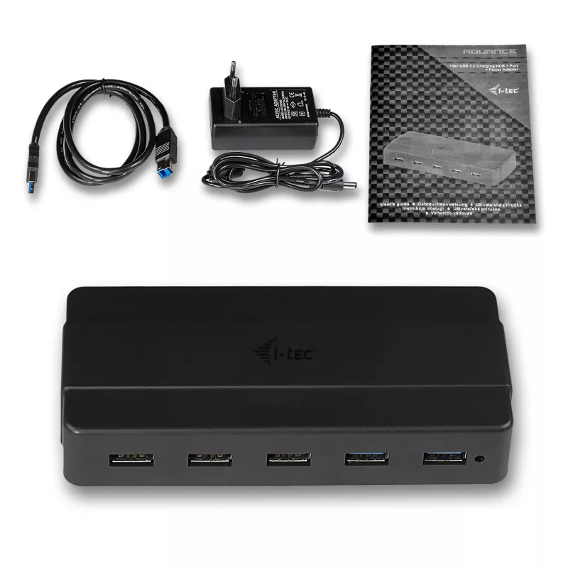 i-tec USB 3.0 įkrovimo šakotuvas 7 prievadai, maitinimo adapteris, USB 3.2 Gen 1 Type-B