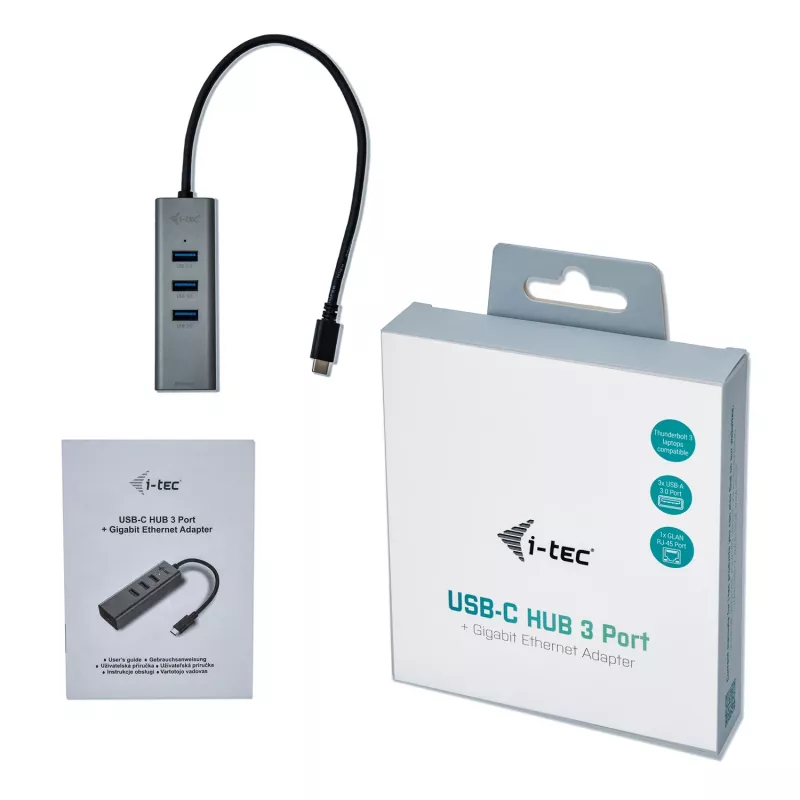i-tec Metal USB-C HUB 3 prievadai + Gigabit Ethernet adapteris