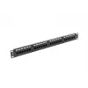 Patch panel 1U LANBERG PPU5-1024-B — 24 prievadų CAT5e, metalinis, juodas, 445×32.5×44.5 mm