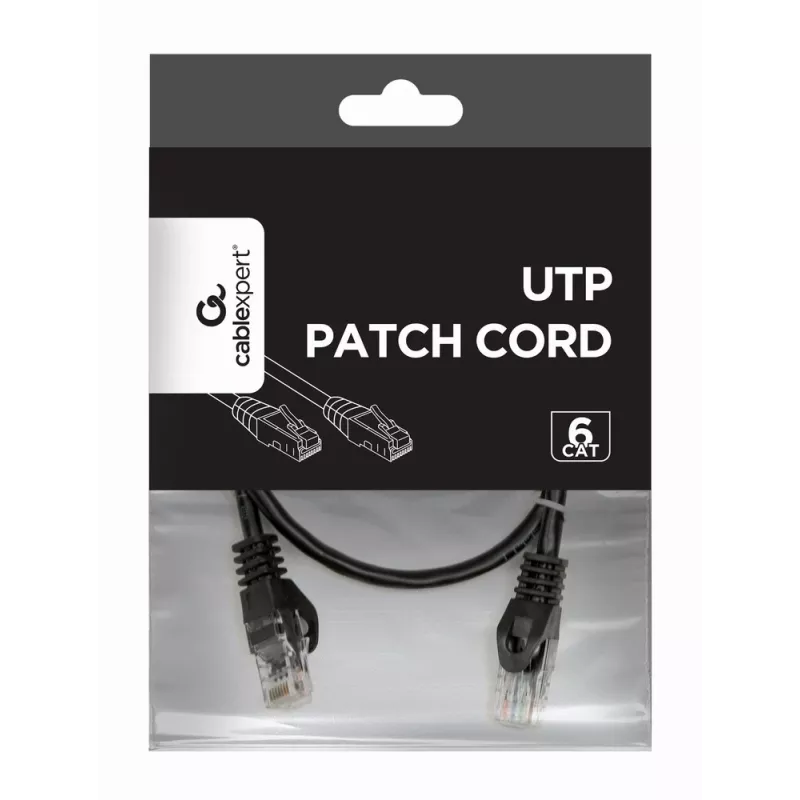 Tinklo kabelis Gembird PP6U-0.5M Black Cat6 U/UTP