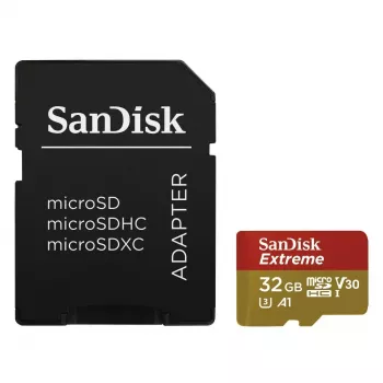 WESTERN DIGITAL SanDisk Extreme micro SDXC 32GB (A1/ V30/ U3/ UHS-I/ Cl.10/ R100/ W60) su SD adapteriu