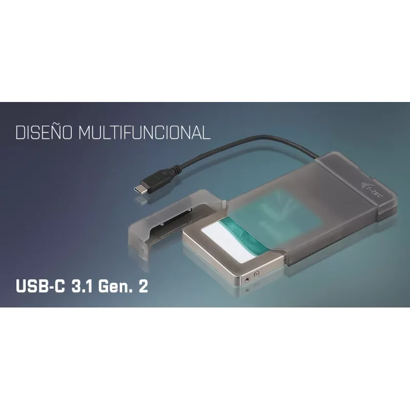 i-tec MySafe USB-C 3.1 Gen. 2 easy, išorinis HDD/SSD dėklas, 2.5 colio, Serial ATA, Serial ATA II, Serial ATA III, 10 Gbit/s, USB jungtis, Juoda
