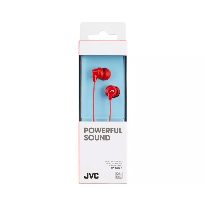 JVC HA-FX10-R-E spalvingi į ausį įdedami ausinių laidiniai modeliai
