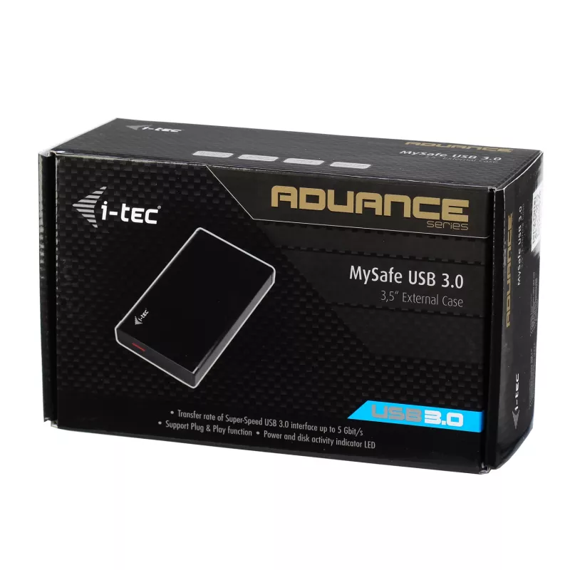 i-tec MYSAFE Advanced 3.5 inch USB 3.0 išorinis HDD korpusas, juodas/metališkas