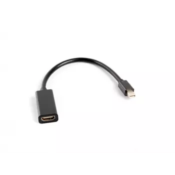 Vaizdo kabelio adapteris LANBERG Mini DisplayPort (kištukas) į HDMI Type A (lizdas), 0,2 m, 1920x1200 @60Hz, DisplayPort 1.2, juodas