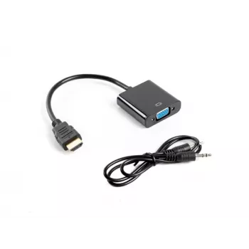 LANBERG vaizdo kabelio adapteris VGA (D-Sub) / HDMI A tipo (standartinis) 0,2 m juodas