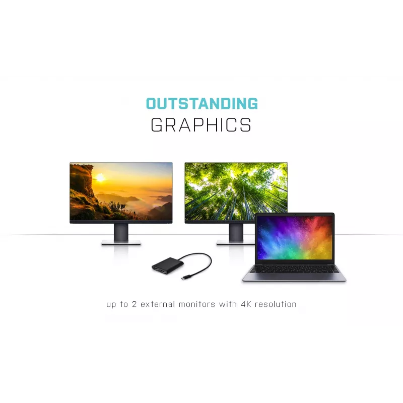 i-tec USB-C 3.1 Dvigubas 4K DP vaizdo adapteris, 3.2 Gen 1 (3.1 Gen 1), USB Type-C, DisplayPort išvestis, 3840 x 2160 pikseliai