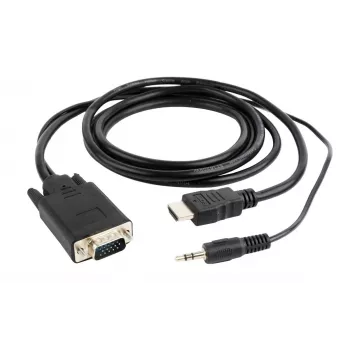 Gembird HDMI į VGA ir garso adapterio laidas, vienas prievadas, 3 m, juodas
