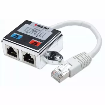 Intellinet 2 prievadų modulinis skirstytuvas Cat5e FTP, leidžiantis dviem RJ45 prievadams naudoti vieną Cat5e tinklo kabelį