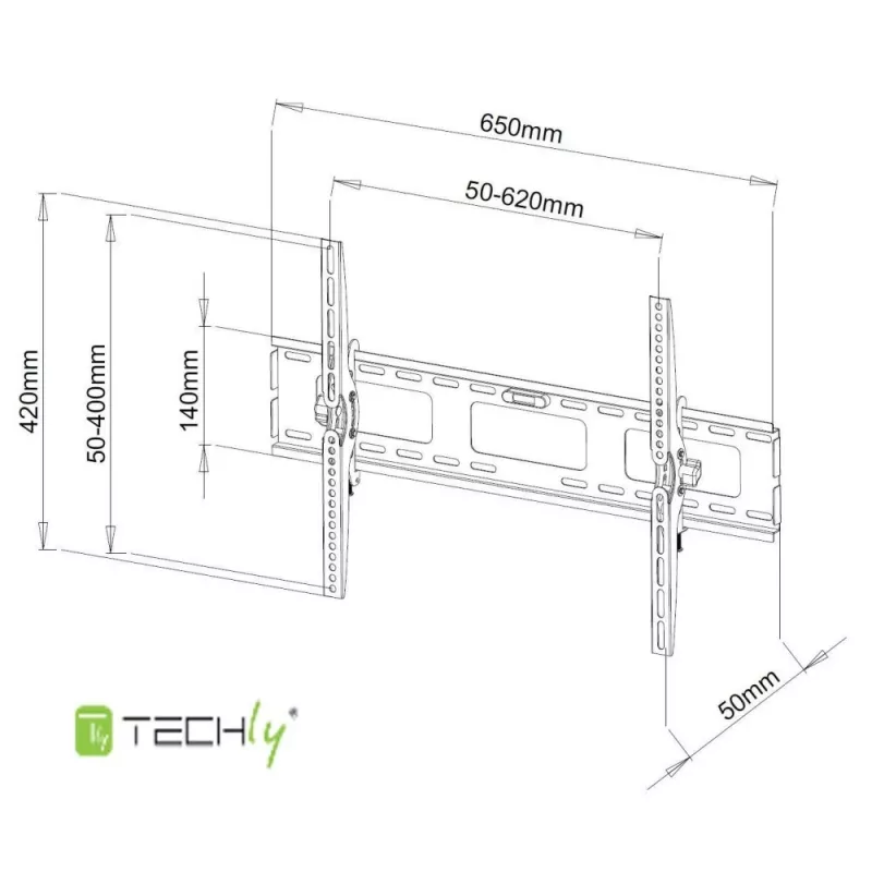 Techly ICA-PLB 131L sieninis laikiklis televizoriui 40-65 colių, pasukamas