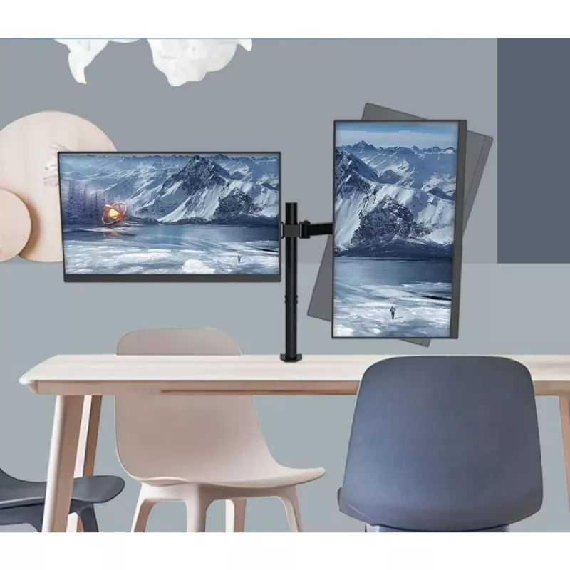 Techly ICA-LCD 482-D stovas dviems monitoriams su spaustuku, 13-27 colių, 20 kg