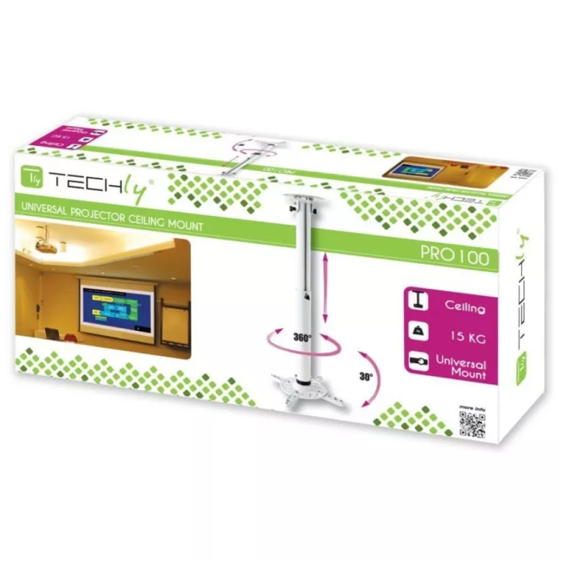 Techly lubinis projektoriaus laikiklis su prailginimu 500-770 mm baltas ICA-PM 104MW
