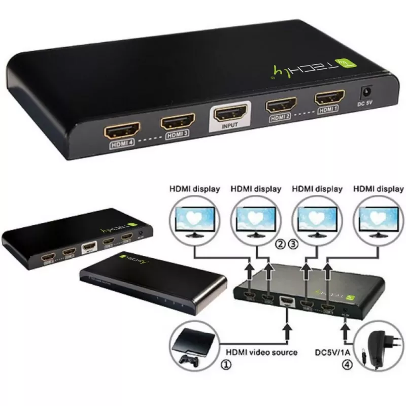 Techly HDMI skirstytuvas 4 krypčių 4K*2K IDATA HDMI-4K4