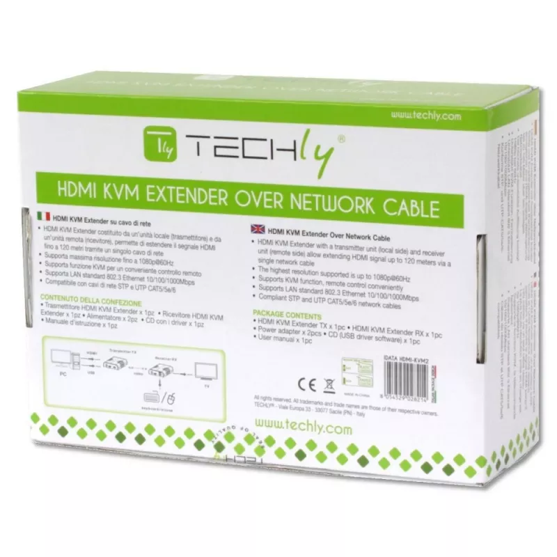 Techly IDATA HDMI-KVM2 HDMI KVM prailgintuvas (siųstuvas ir imtuvas)