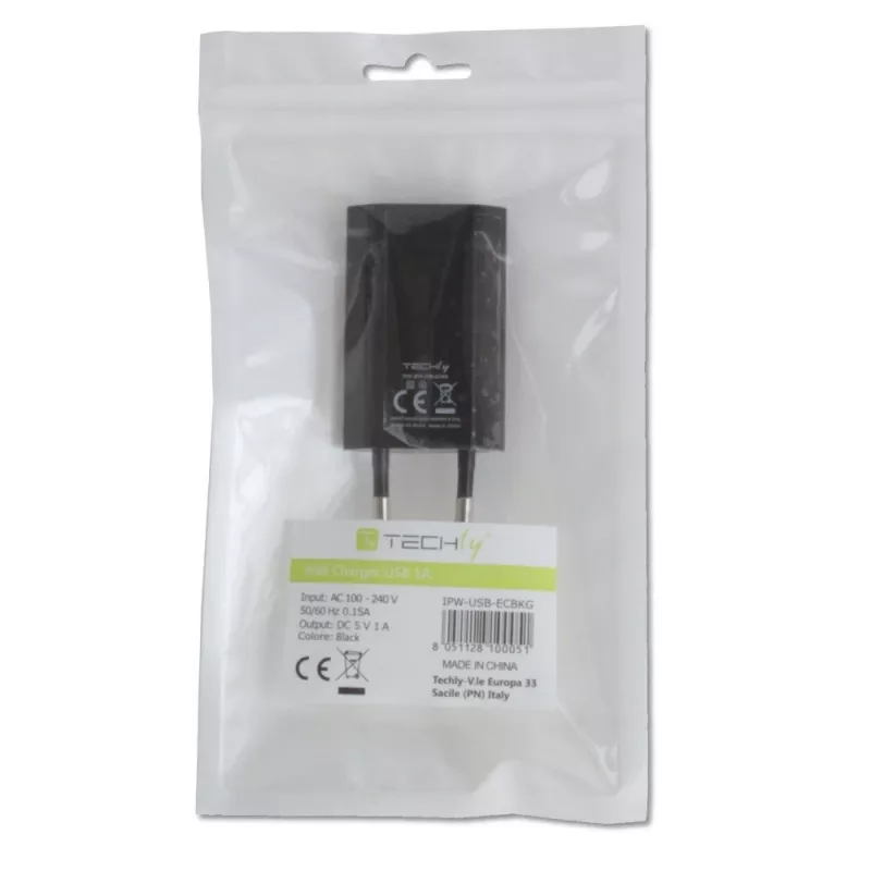 Techly Compact USB įkroviklis 1A Euro kištukas Juodas