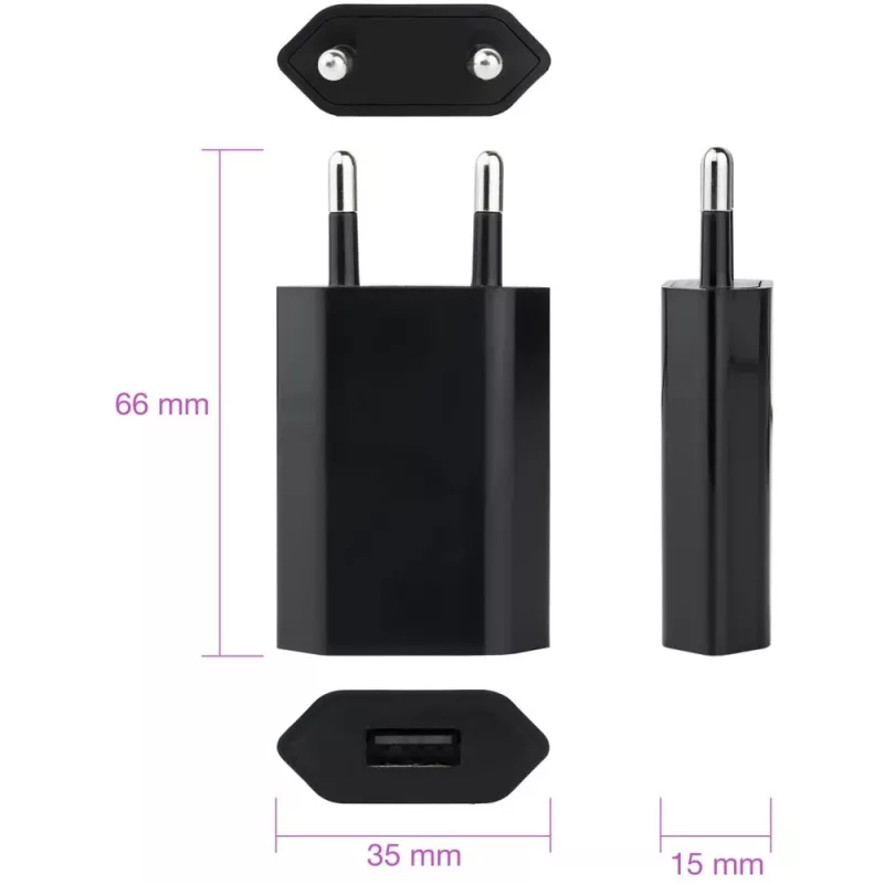 Techly Compact USB įkroviklis 1A Euro kištukas Juodas