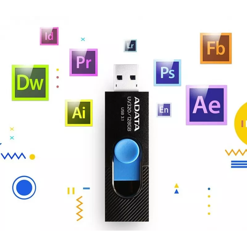 ADATA UV320 USB atmintukas 128 GB USB Type-A 3.2 Gen 1 (3.1 Gen 1) Juoda, Mėlyna