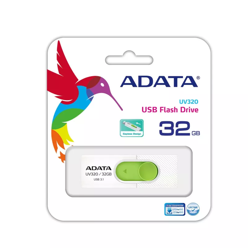 ADATA UV320 USB atmintukas 32 GB USB Type-A 3.2 Gen 1 (3.1 Gen 1) Žalia, Balta