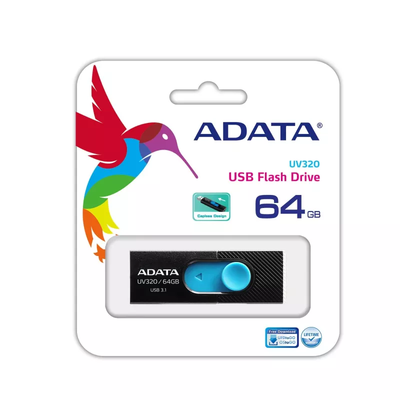 ADATA UV320 USB atmintukas 64 GB USB Type-A 3.2 Gen 1 (3.1 Gen 1) Juoda, Mėlyna