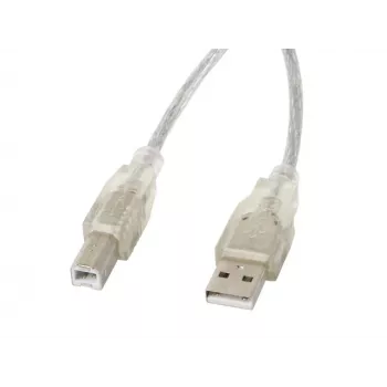 LANBERG USB kabelis USB 2.0 USB B - 3m permatomas