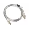 LANBERG USB kabelis USB 2.0 USB B - 3m permatomas