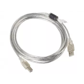 LANBERG USB kabelis USB 2.0 USB B - 3m permatomas