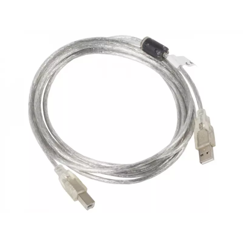 LANBERG USB kabelis USB 2.0 USB B - 3m permatomas