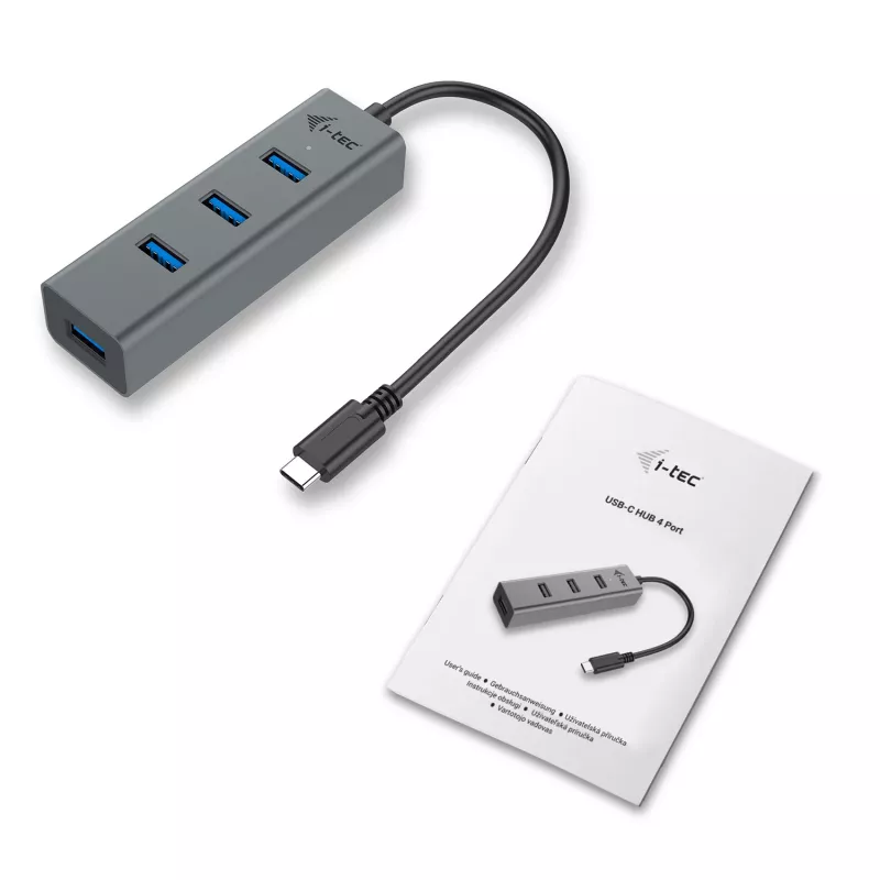 i-tec Metal USB-C HUB 4 portų USB 3.0 centras