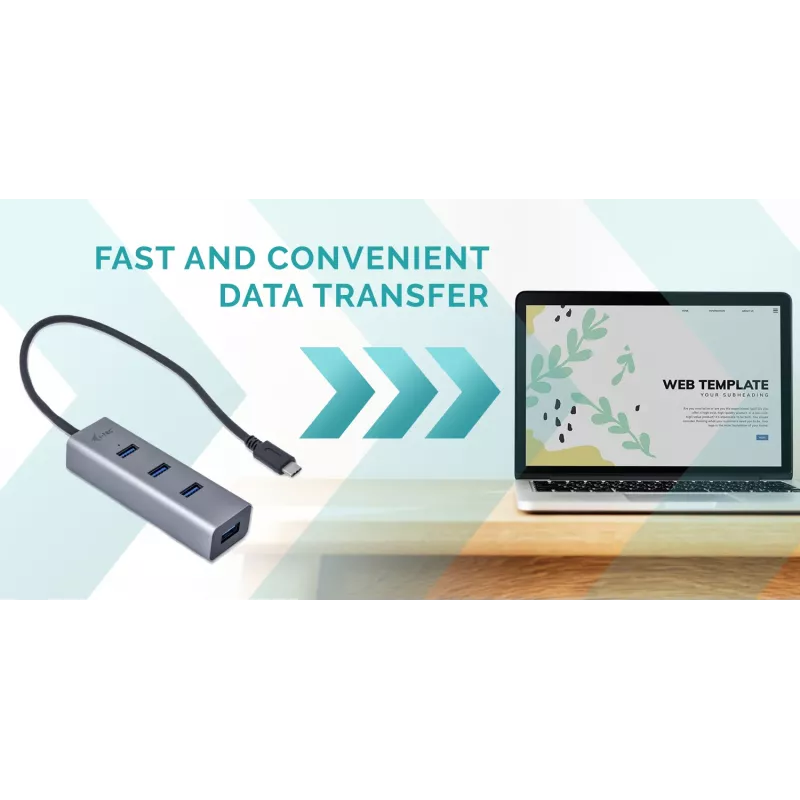 i-tec Metal USB-C HUB 4 portų USB 3.0 centras