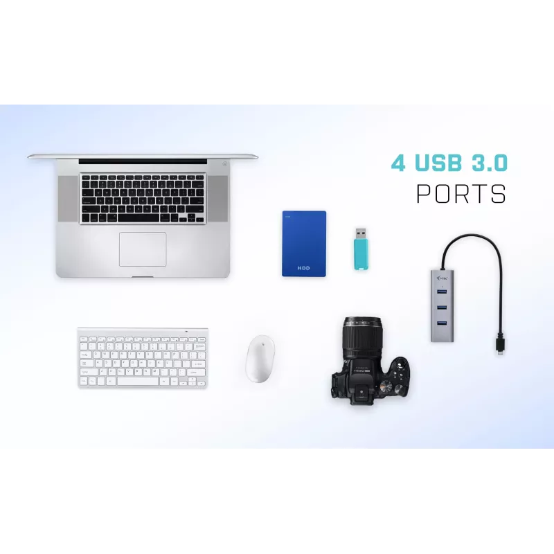 i-tec Metal USB-C HUB 4 portų USB 3.0 centras
