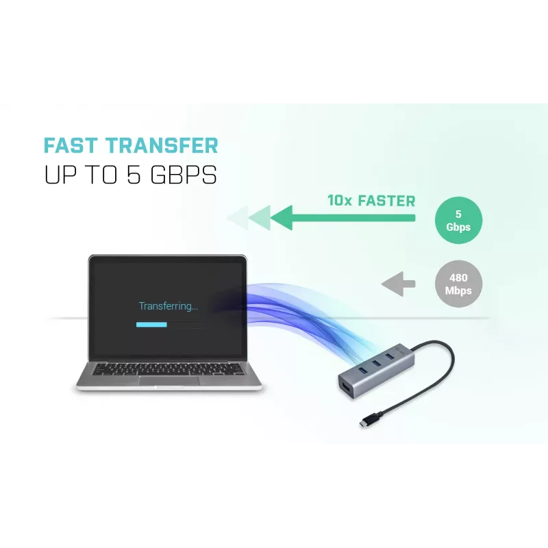 i-tec Metal USB-C HUB 4 portų USB 3.0 centras