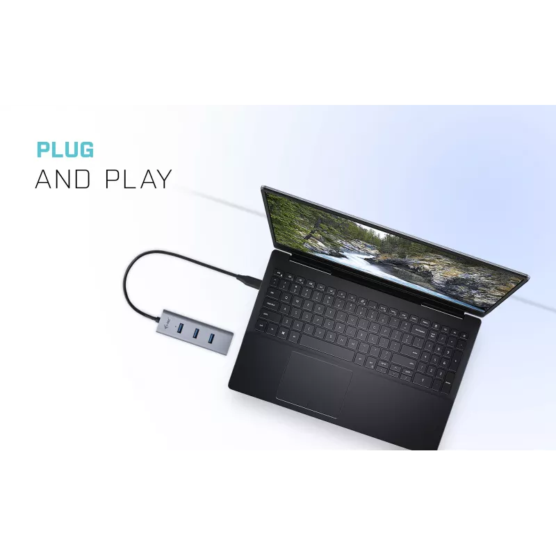 i-tec Metal USB-C HUB 4 portų USB 3.0 centras