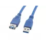 USB A į USB A laidas LANBERG CA-US3E-10CC-0018-B 1,8 m, USB 3.0, mėlynas, 4800 Mbit/s