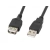 USB A-A prailginimo kabelis LANBERG CA-USBE-10CC-0018-BK, USB 2.0, 1,8 m, juodas