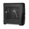 Korpusas IBOX ORCUS X14 Midi Tower juodas – ITX/ATX, šoninis langas, raudonas apšvietimas, 3×3,5 colio vietos, 2×2,5 colio vietos, 1×5,25 colio vieta, USB 3.2 Gen1 Type-A