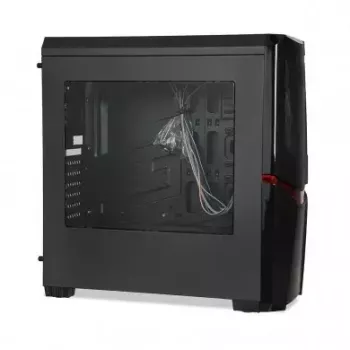 Korpusas IBOX ORCUS X14 Midi Tower juodas – ITX/ATX, šoninis langas, raudonas apšvietimas, 3×3,5 colio vietos, 2×2,5 colio vietos, 1×5,25 colio vieta, USB 3.2 Gen1 Type-A