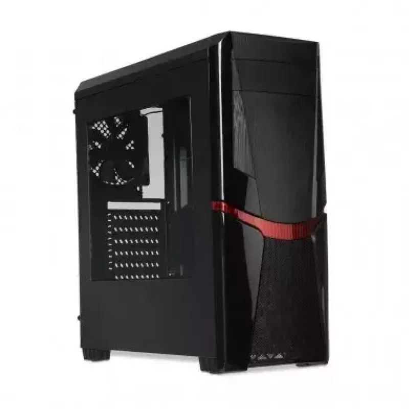 Korpusas IBOX ORCUS X14 Midi Tower juodas – ITX/ATX, šoninis langas, raudonas apšvietimas, 3×3,5 colio vietos, 2×2,5 colio vietos, 1×5,25 colio vieta, USB 3.2 Gen1 Type-A