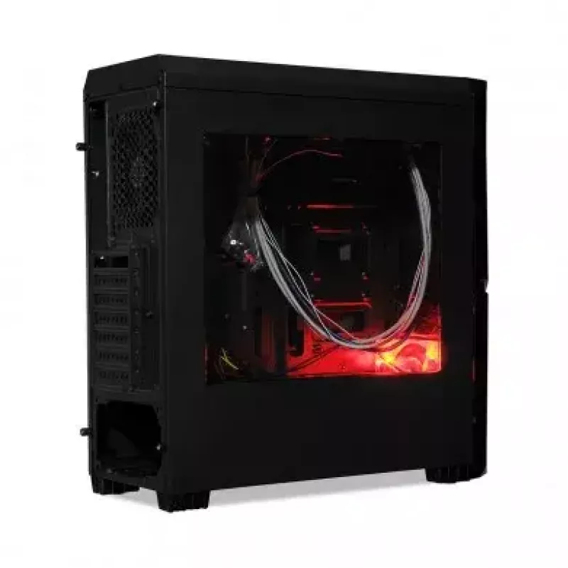 Korpusas IBOX ORCUS X14 Midi Tower juodas – ITX/ATX, šoninis langas, raudonas apšvietimas, 3×3,5 colio vietos, 2×2,5 colio vietos, 1×5,25 colio vieta, USB 3.2 Gen1 Type-A