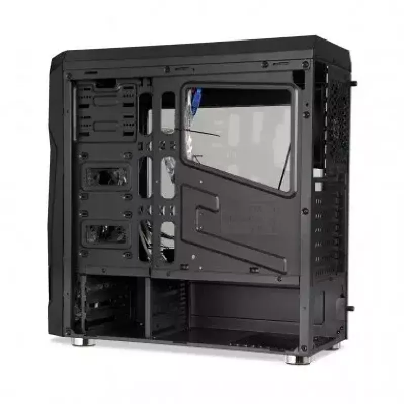 Korpusas IBOX ORCUS X14 Midi Tower juodas – ITX/ATX, šoninis langas, raudonas apšvietimas, 3×3,5 colio vietos, 2×2,5 colio vietos, 1×5,25 colio vieta, USB 3.2 Gen1 Type-A