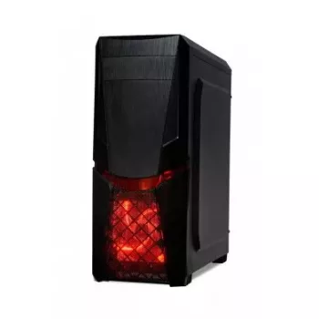 Korpusas IBOX ORCUS X14 Midi Tower juodas – ITX/ATX, šoninis langas, raudonas apšvietimas, 3×3,5 colio vietos, 2×2,5 colio vietos, 1×5,25 colio vieta, USB 3.2 Gen1 Type-A