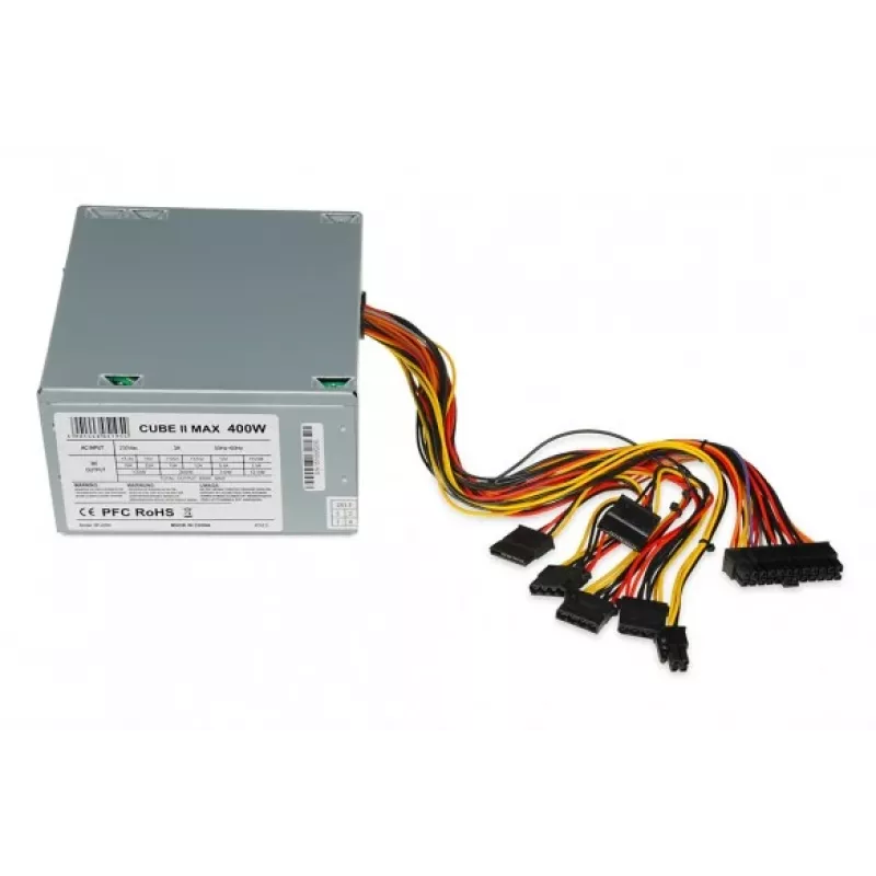 Maitinimo blokas ATX IBOX CUBE II 400 W — 20+4 pin, 120 mm ventiliatorius, sidabrinis