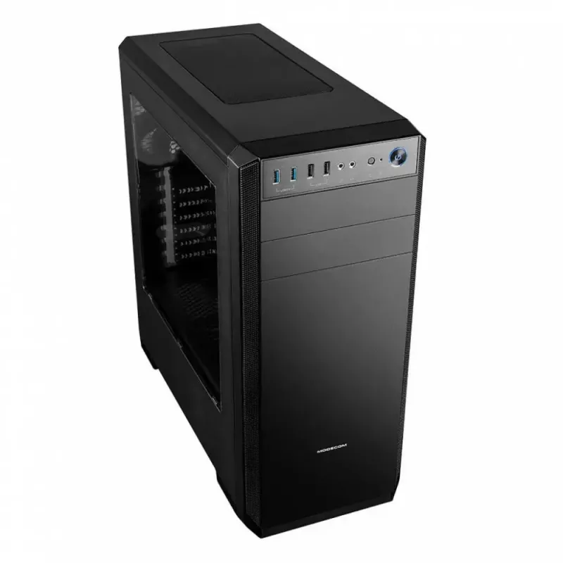Kompiuterio korpusas MODECOM Oberon Pro Midi Tower — Juodas, ATX/ITX/Micro ATX, grūdintas stiklas, iki 395 mm GPU