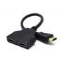 HDMI kabelis Gembird DSP-2PH4-04 — HDMI Type A (vyriškas) į 2× HDMI Type A (moteriški), juodas, tiesios jungtys