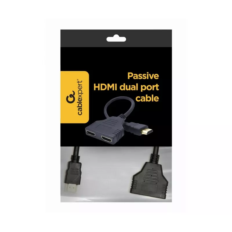 HDMI kabelis Gembird DSP-2PH4-04 — HDMI Type A (vyriškas) į 2× HDMI Type A (moteriški), juodas, tiesios jungtys