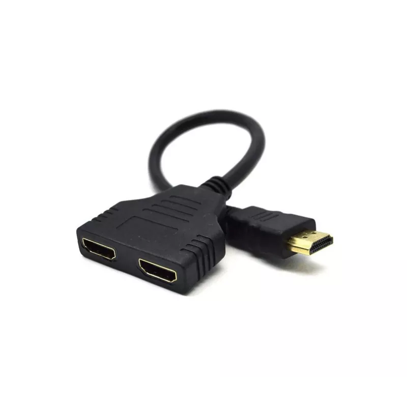 HDMI kabelis Gembird DSP-2PH4-04 — HDMI Type A (vyriškas) į 2× HDMI Type A (moteriški), juodas, tiesios jungtys