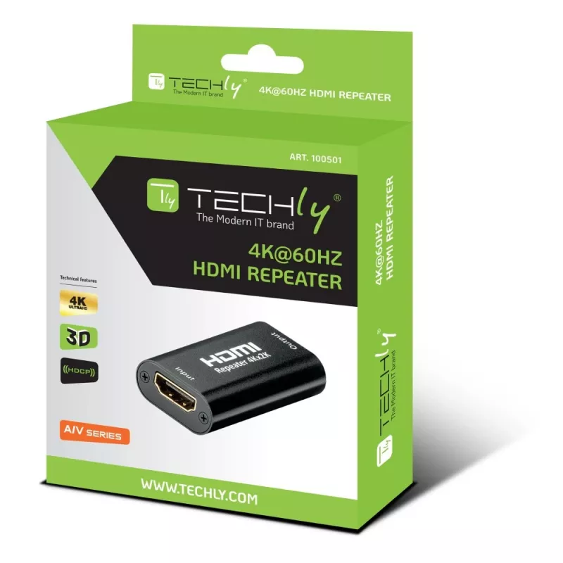 AV kartotuvas TECHLY IDATA-HDMI2-RIP4KT — HDMI 2.0, HDCP 2.2, 4096×2160, maks. atstumas 40 m, juodas
