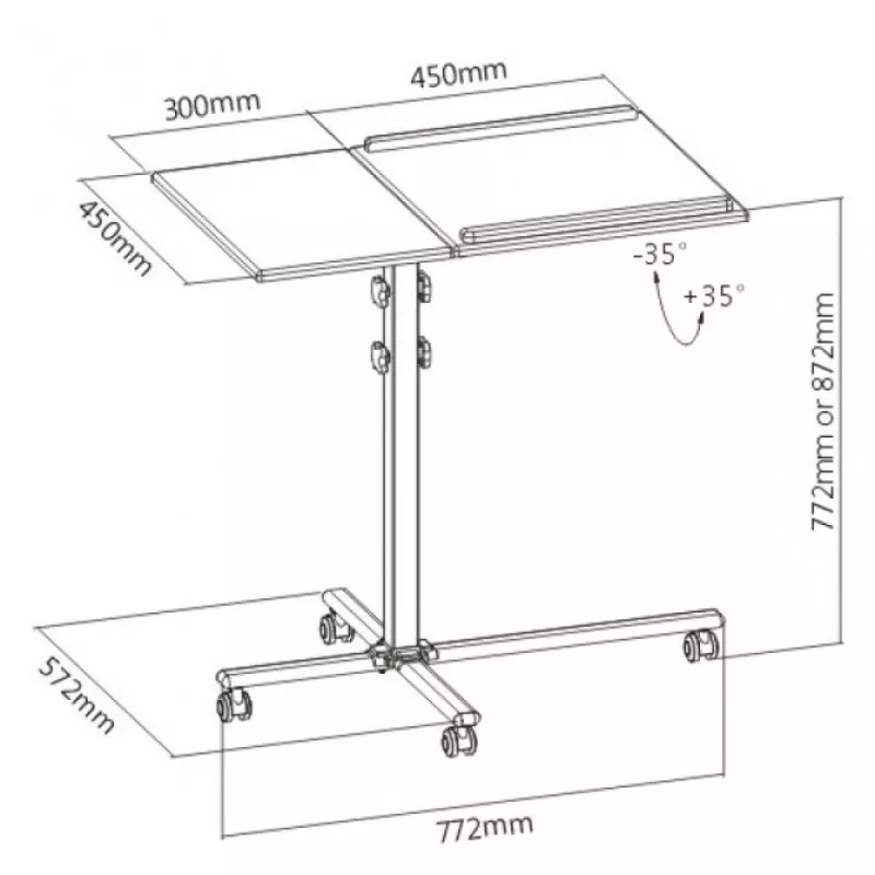 Stovas nešiojamam kompiuteriui Techly Universal Adjustable Trolley for Notebook Projector Juodas