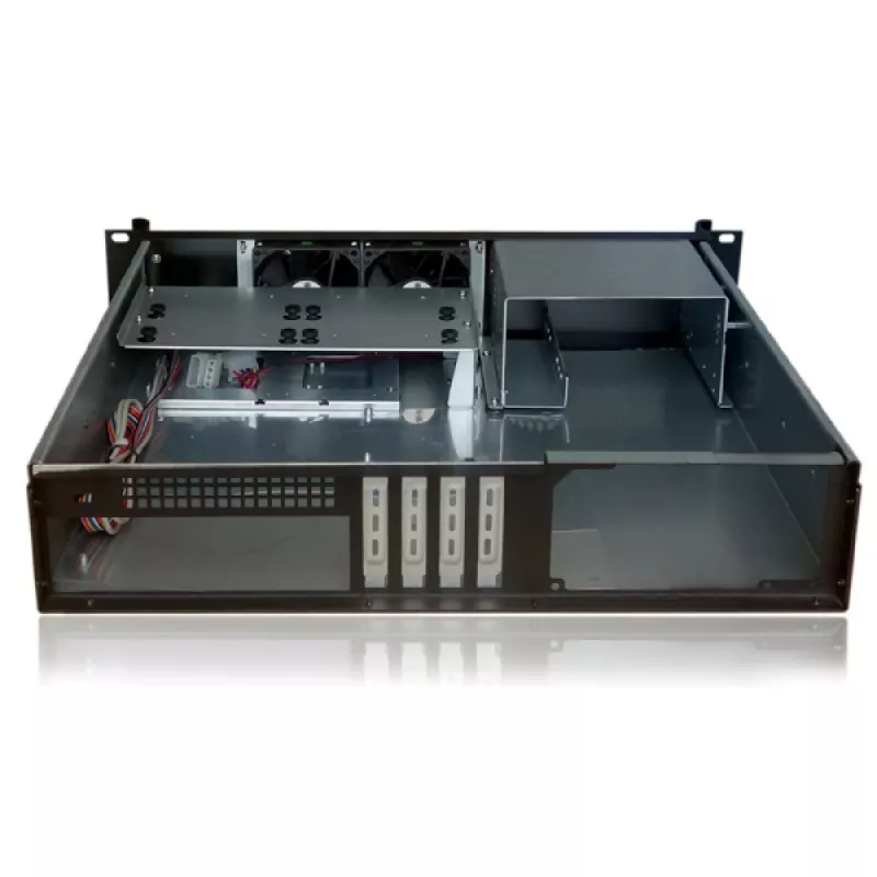 Serverio korpusas TECHLY I-CASE IPC-240L, 2U, micro ATX, 4x 3,5 colių lizdai, 1x 5,25 colio lizdas, 465x400x88,8 mm, juodas