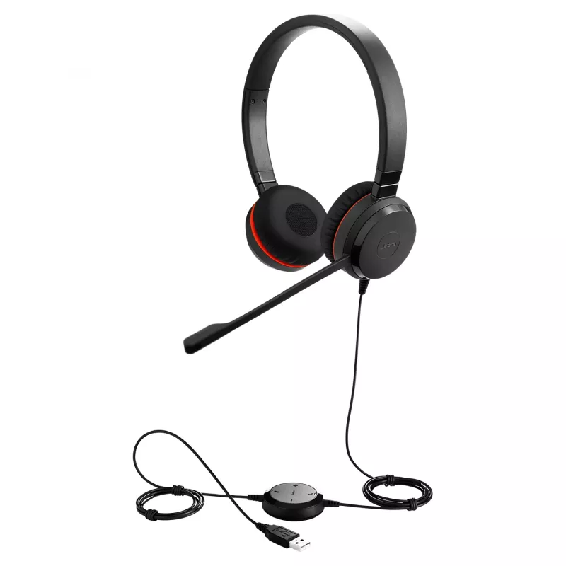 Jabra Evolve 20SE MS Stereo ausinės, laidinės, biurui/skambučių centrui, 150 - 7000 Hz, 132 g, juodos