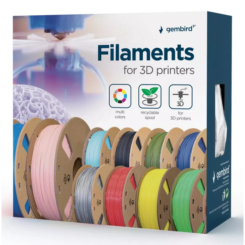 Gembird 3DP-PLA1.75-01-R PLA 1.75 mm raudonas 1 kg 3D spausdinimo siūlas